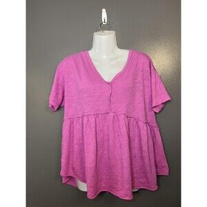 American Eagle Outfitters Shirt Womens Medium Pink Babydoll Tie Back Tunic Top